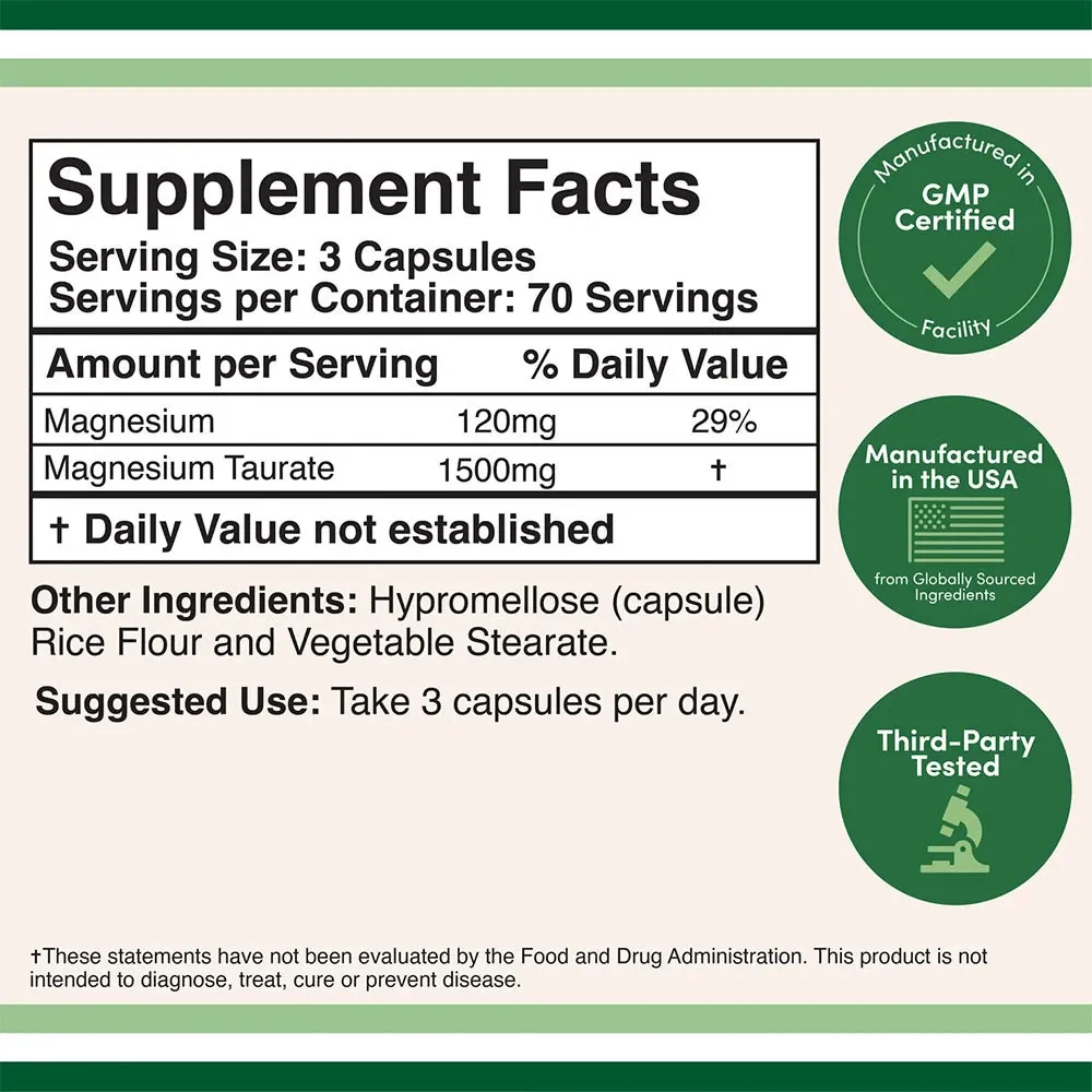 Double Wood Supplements Magnesium Taurate (210 capsules) - Afbeelding 2