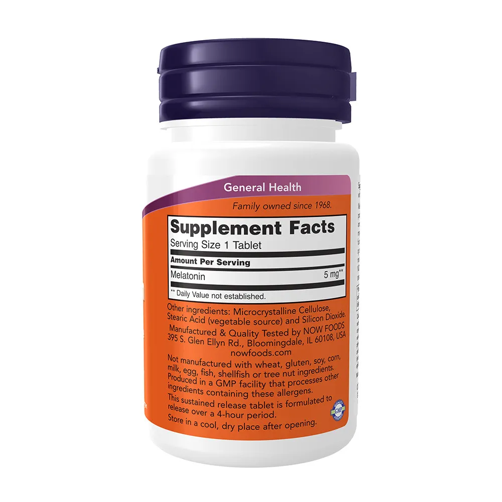 NOW Melatonin 5 mg Sustained Release (120 Tablets) - Afbeelding 2