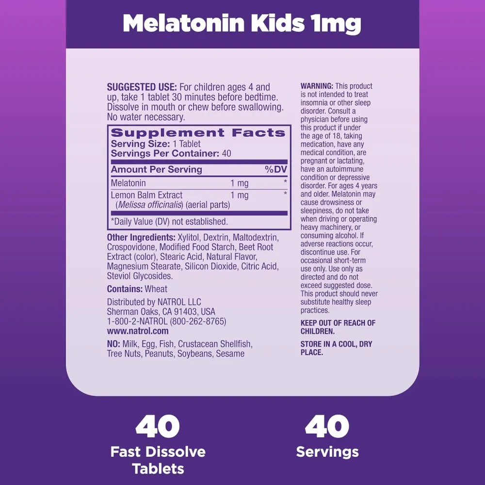 Natrol Kids Melatonin (40 Tablets, Strawberry) - Afbeelding 4
