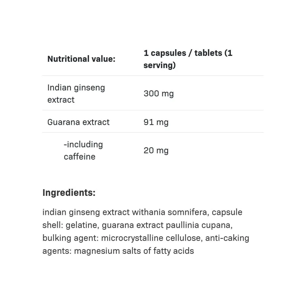 ALLNUTRITION Ashwagandha + Guarana (30 Capsules) - Afbeelding 2