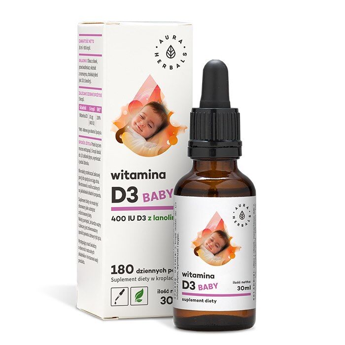 AURA HERBALS Vitamine D3 400 IE voor baby's (30 ml / 1 fl. oz.) - Viking Supplements