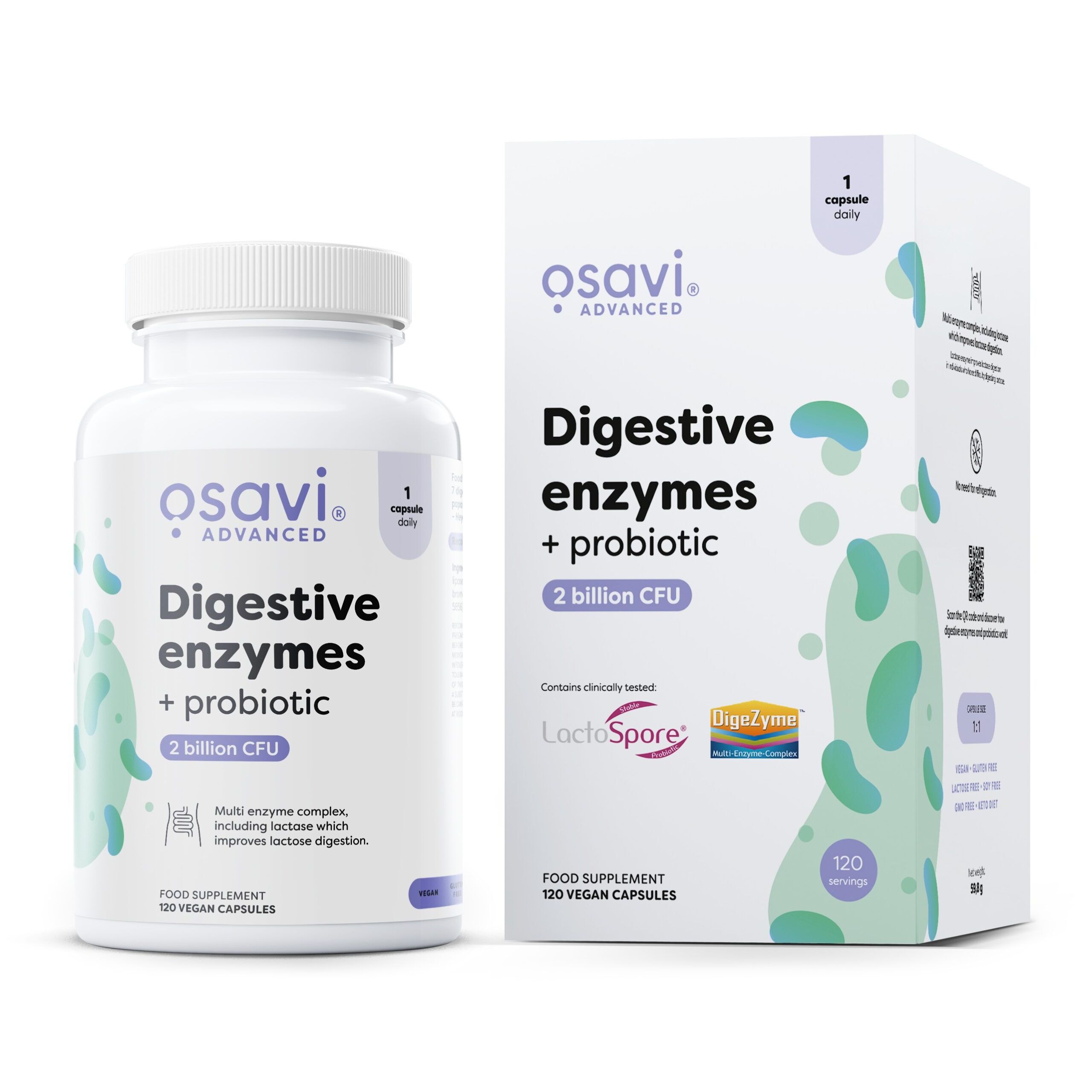 Spijsverteringsenzymen + probiotica - 120 veganistische capsules - Viking Supplements
