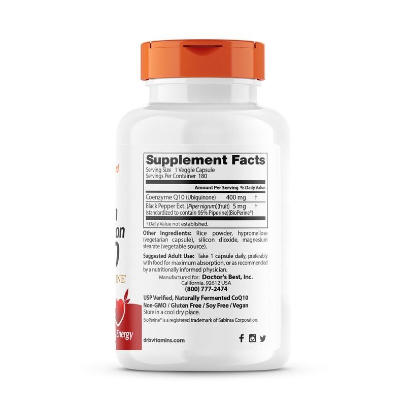Doctor's Best High Absorption CoQ10 400mg 180 veg. capsules - Afbeelding 3