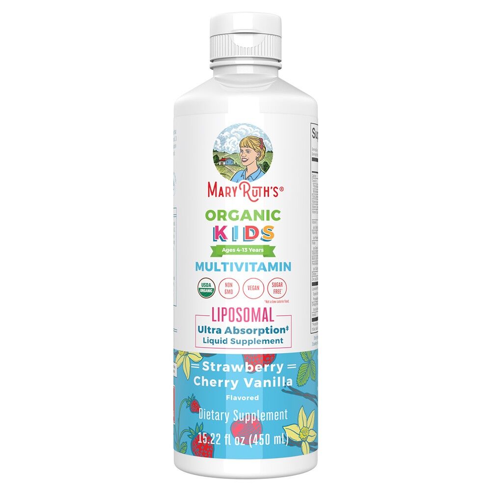 Mary Ruth's Liquid Kids Multivitamine Liposomaal Aardbei-Kers & Vanille 15,22 oz (450 ml) - Viking Supplements