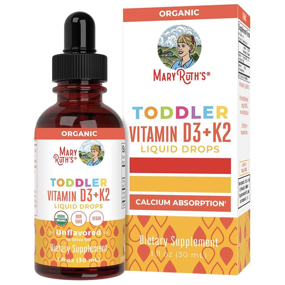 MaryRuth's vitamine D3+K2-druppels voor peuters, zonder smaak, 30 ml - Viking Supplements