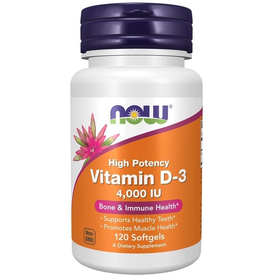 NOW FOODS Vitamine D3 4000 IE (120 sgels) - Viking Supplements