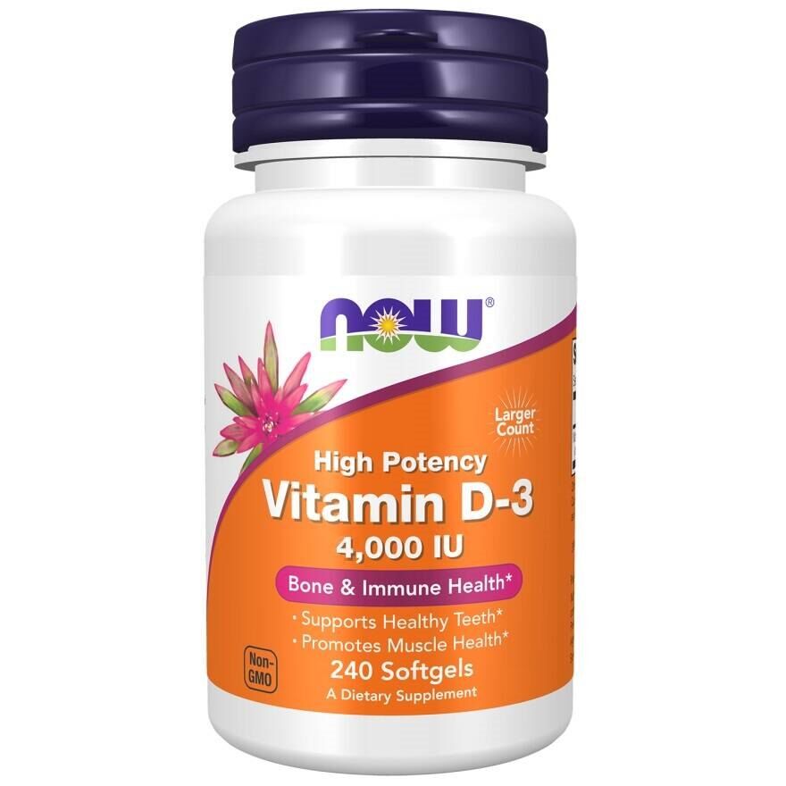 NOW FOODS Vitamine D3 4000 IE (240 sgels) - Viking Supplements