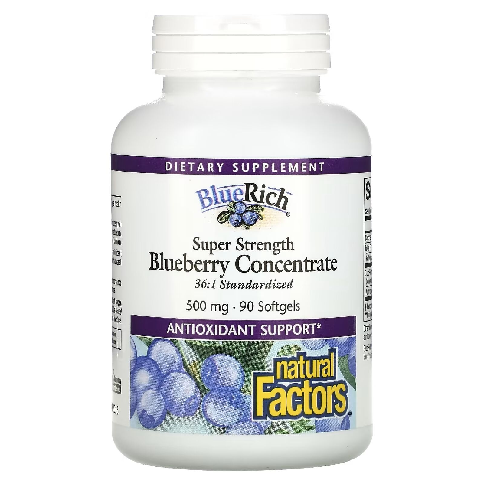 Natural Factors Super Strength Bosbessenconcentraat 500 mg, 90 softgels - Viking Supplements