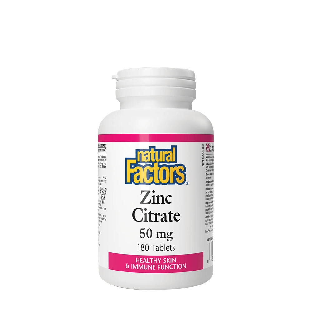 Natural Factors Zinkcitraat 50 mg (180 tabletten) - Viking Supplements