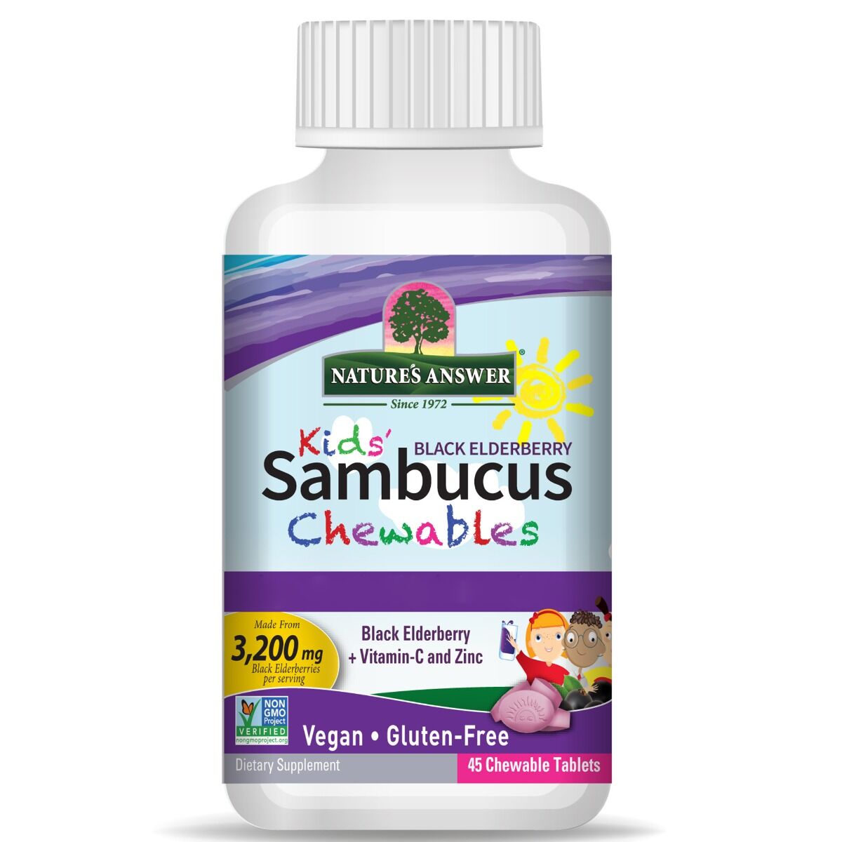 Nature's Answer Kids Sambucus kauwtabletten 45 stuks - Viking Supplements
