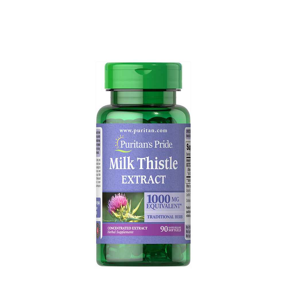 Puritans Pride Mariadistel 4:1-extract 1000 mg (silymarine) (90 softgels) - Viking Supplements