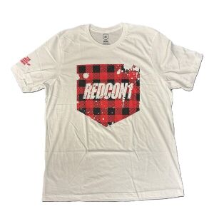Redcon1 - Rood geruit T-shirt met schildmotief - Medium - Viking Supplements