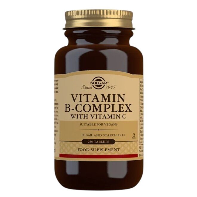 SOLGAR B-complex met vitamine C (250 tabletten) - Viking Supplements
