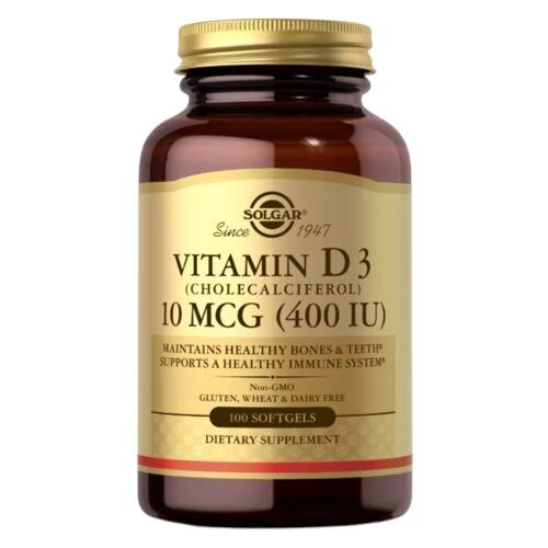 SOLGAR Vitamine D3 (cholecalciferol) 10 mcg (400 IE) (250 capsules) - Viking Supplements