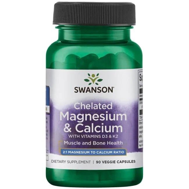 SWANSON Albion Magnesium- en calciumchelaat met D-3 en K-2 - Viking Supplements