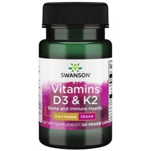 SWANSON Vitamine D3 2000 IE + K2 75 mcg 60 vcaps - Viking Supplements