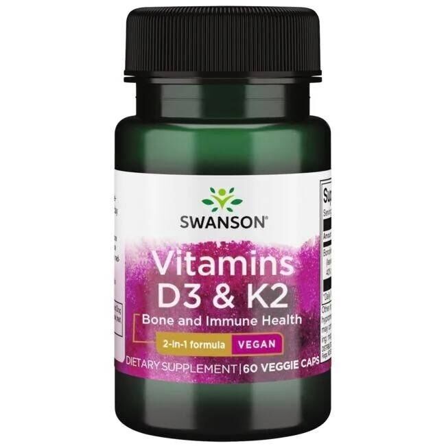 SWANSON Vitamine D3 2000 IE + K2 75 mcg 60 vcaps - Viking Supplements