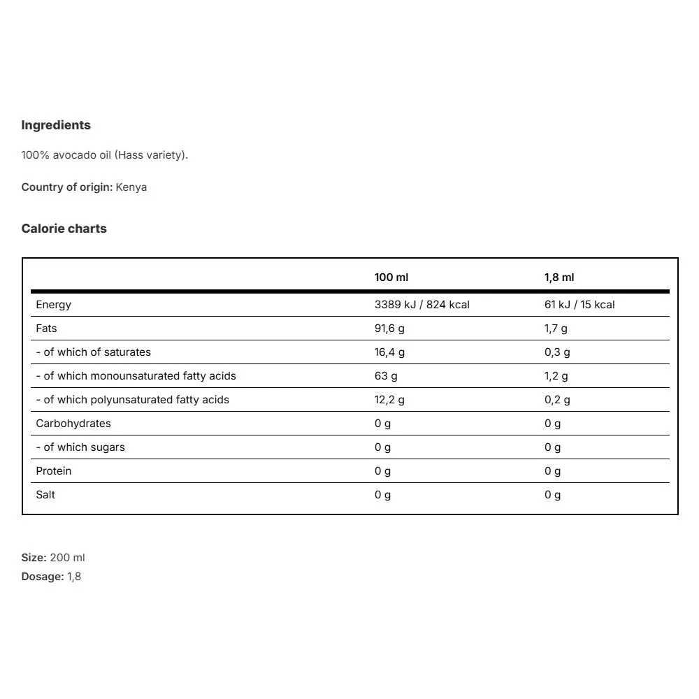 Vilgain Avocado Oil Spray (200 ml) - Afbeelding 2