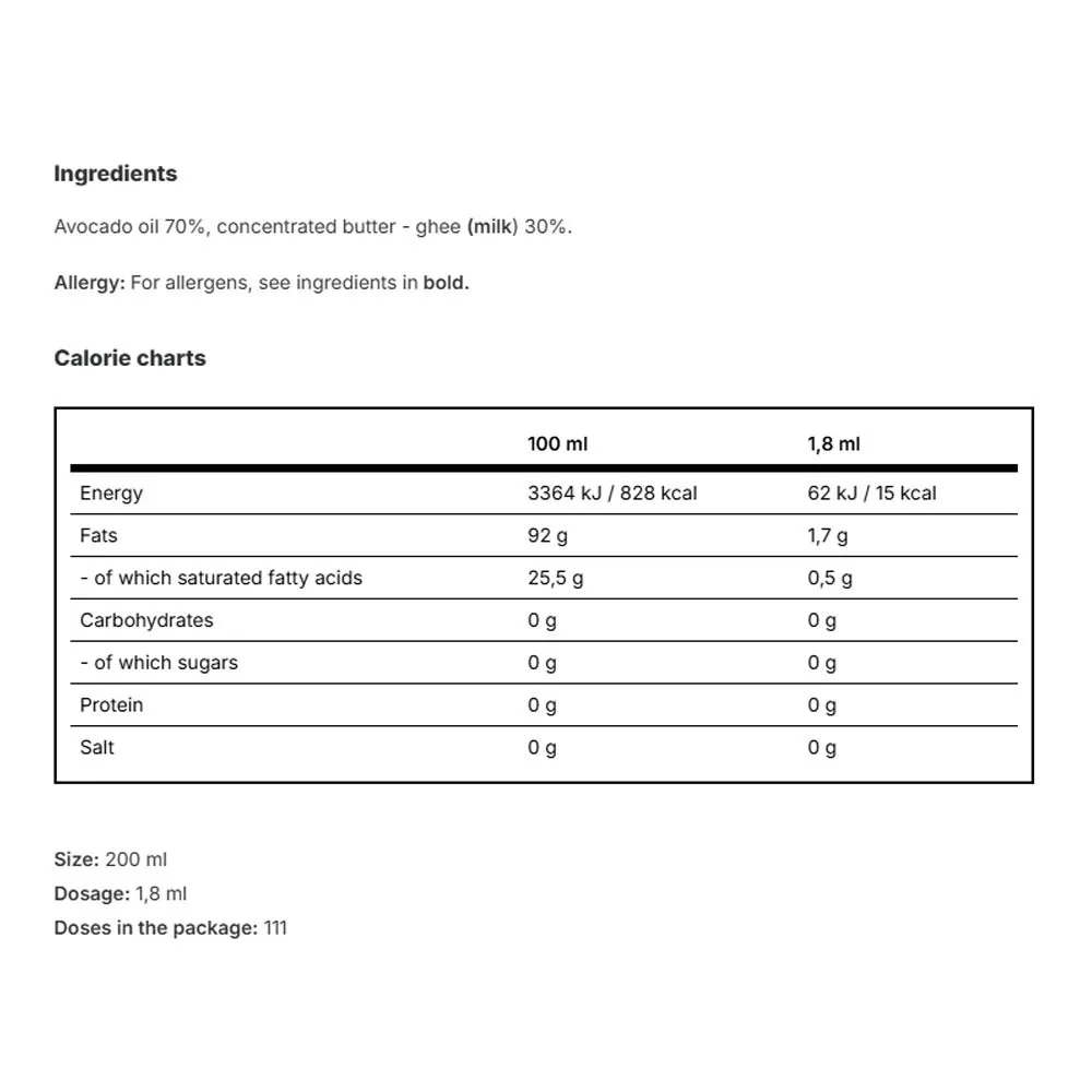 Vilgain Ghee Spray with Avocado Oil (200 ml) - Afbeelding 2